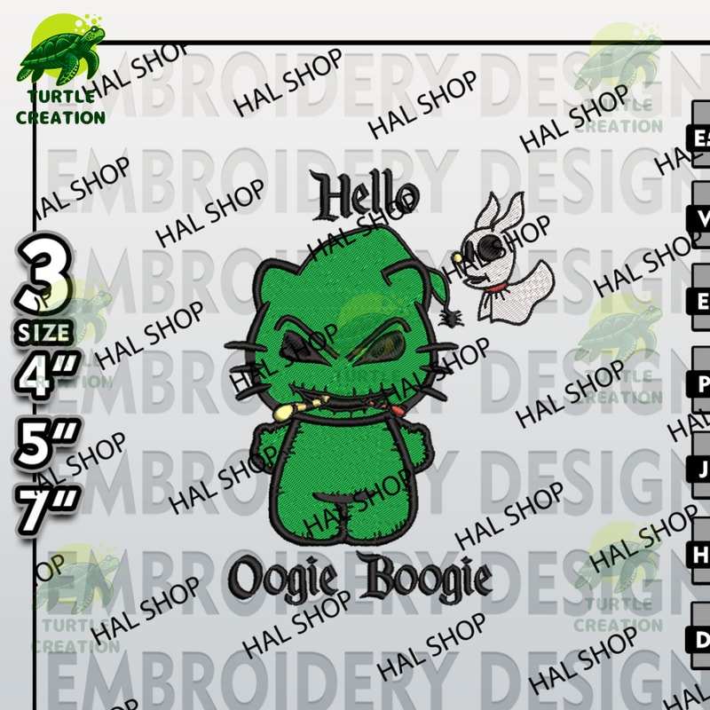 Halloween Machine Embroidery Pattern, Hello Oogie Boogie Embroidery files, Nightmare Before Christmas Embroidery Designs.jpg