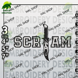 halloween machine embroidery pattern, horror scream with knife embroidery files, ghost face,horror characters embroidery