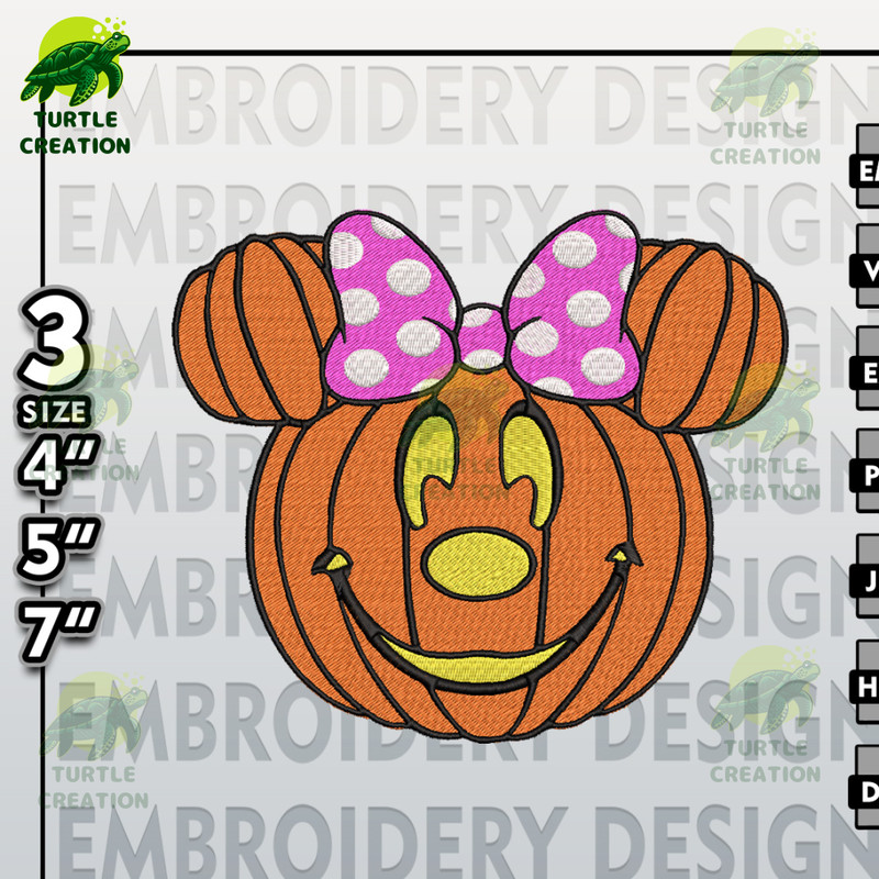 Halloween Machine Embroidery Pattern, Minnie Pumpkin Embroidery files, Disney Halloween Embroidery Designs.jpg