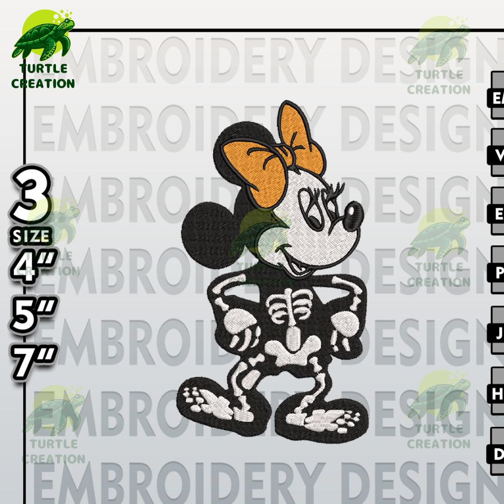 Halloween Machine Embroidery Pattern, Minnie Skeleton Halloween Embroidery files, Disney Halloween Embroidery Designs.jpg