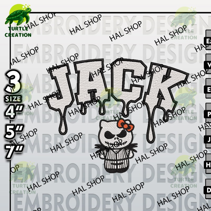 Hello Kitty Machine Embroidery Pattern, Jack Skellington Drop Name Embroidery Designs, Halloween Embroidery Files.jpg