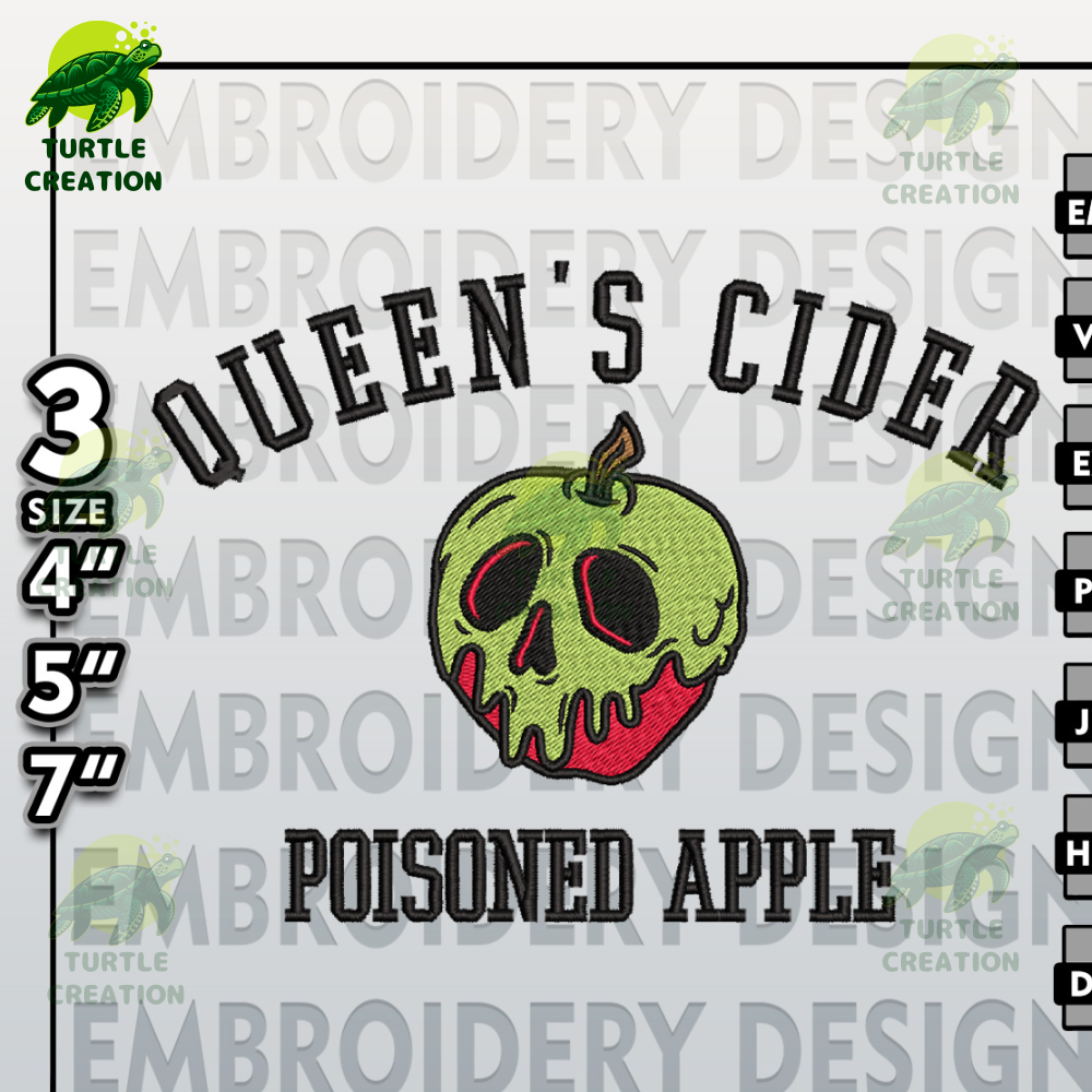 Horror Halloween, Queen's Cider Embroidery files, Halloween Embroidery Designs, Poisoned Apple Machine Embroidery Files.jpg