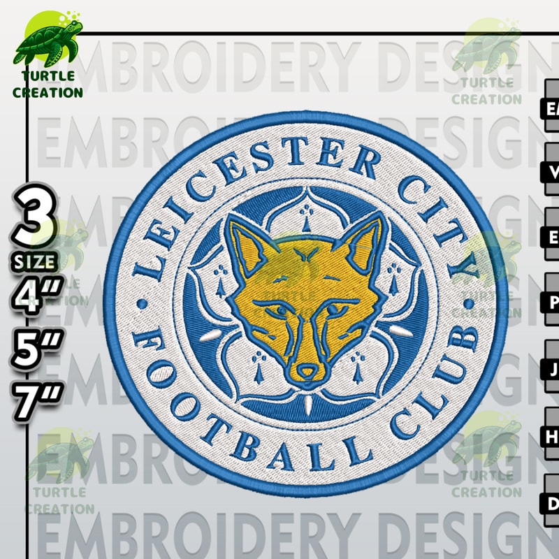 Leicester City Embroidery Designs,Leicester logo Embroidery Files, Leicester , Machine Embroidery Pattern.jpg