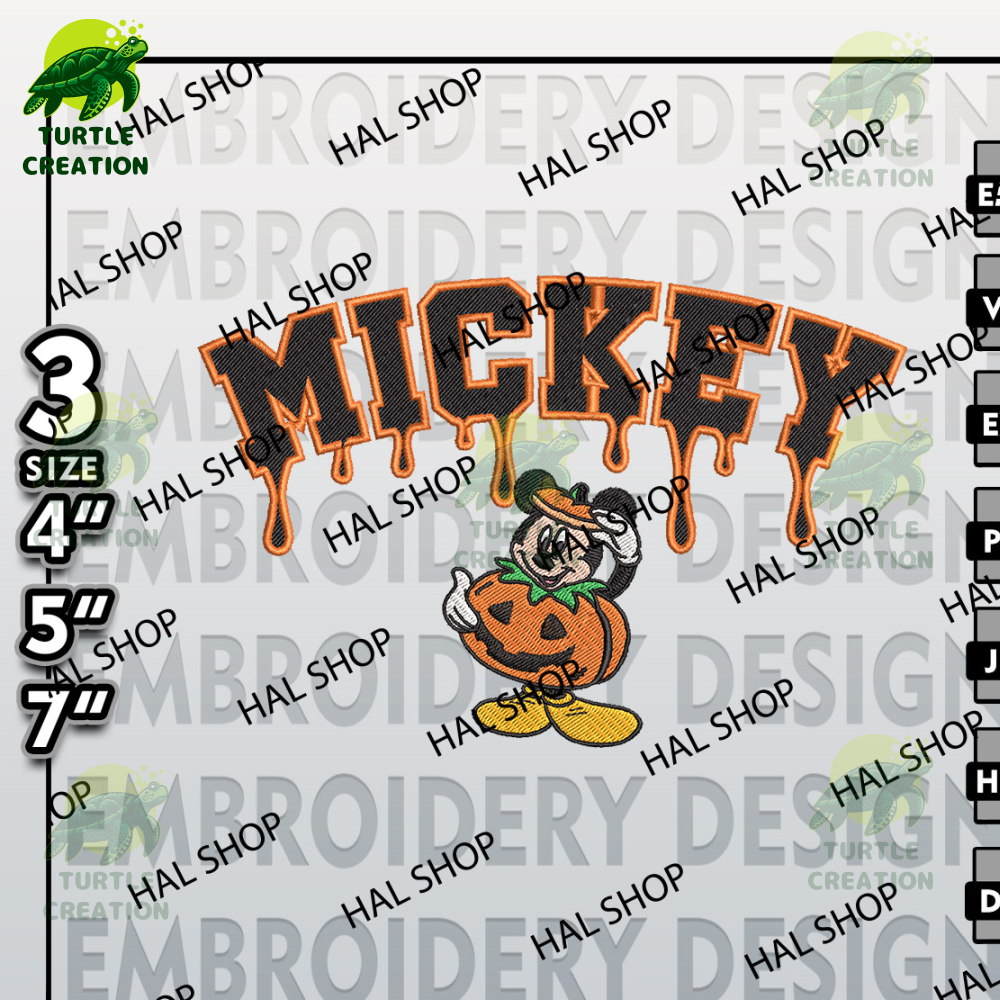 Machine Embroidery Pattern, Digital Download, Mickey Pumpkin Drop Name Embroidery Designs, Disney Halloween Embroidery.jpg