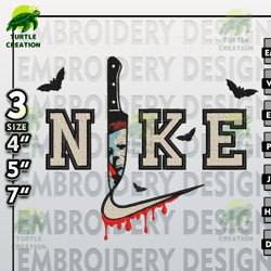 machine embroidery pattern, nike michael myers with knife embroidery files, horror characters, halloween embroidery