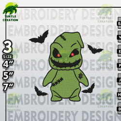 machine embroidery pattern, oogie boogie embroidery files, nightmare before christmas embroidery designs