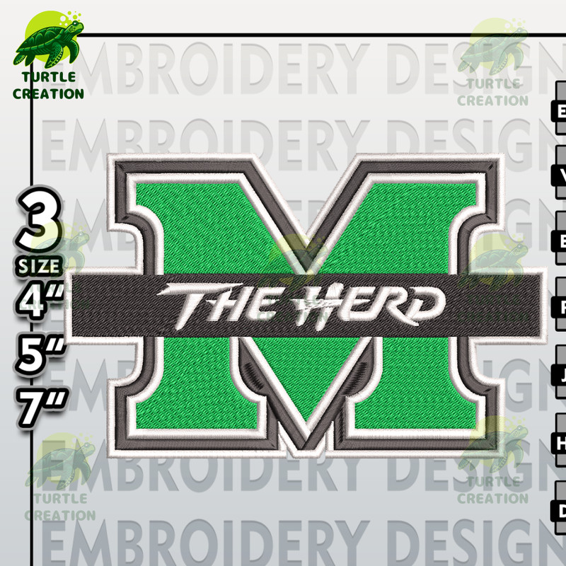 Marshall Thundering Herd Embroidery Files, NCAA Logo Embroidery Designs, NCAA Herd , Machine Embroidery Designs.png