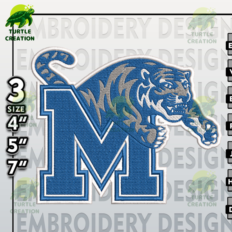 Memphis Tigers Embroidery Files, NCAA Logo Embroidery Designs, NCAA Tigers, Machine Embroidery Designs.png