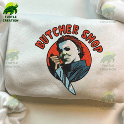 michael myers embroidered sweatshirt, horror character embroidered shirt, halloween horror character embroidered hoodie