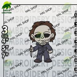 michael myers embroidery designs, horror character embroidery files, halloween horror character, machine embroidery patt