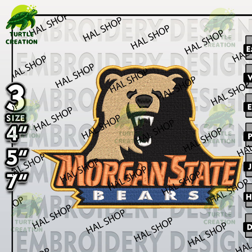 Morgan State Bears Embroidery Files, NCAA Logo Embroidery Designs, NCAA State Bears, Machine Embroidery Designs.jpg