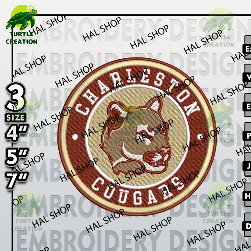 NCAA Charleston Cougars Embroidery Designs, NCAA Logo Embroidery Files, Charleston Cougars Machine Embroidery Design.jpg