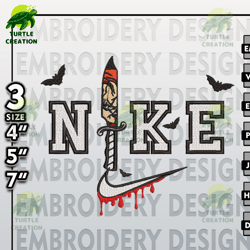 machine embroidery pattern, nike chucky with knife embroidery files, horror characters, halloween embroidery