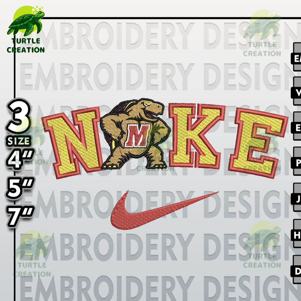 NCAA Embroidery Files, Nike Maryland Terrapins Embroidery Designs, Maryland Terrapins, Machine Embroidery Files.jpg