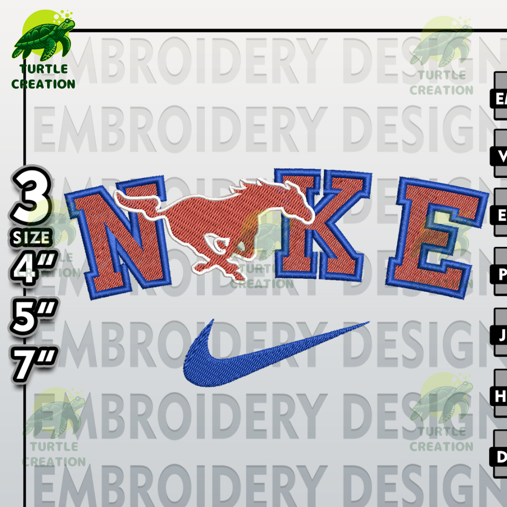 NCAA Embroidery Files, Nike SMU Mustangs  Embroidery Designs, SMU Mustangs, Machine Embroidery Files.jpg