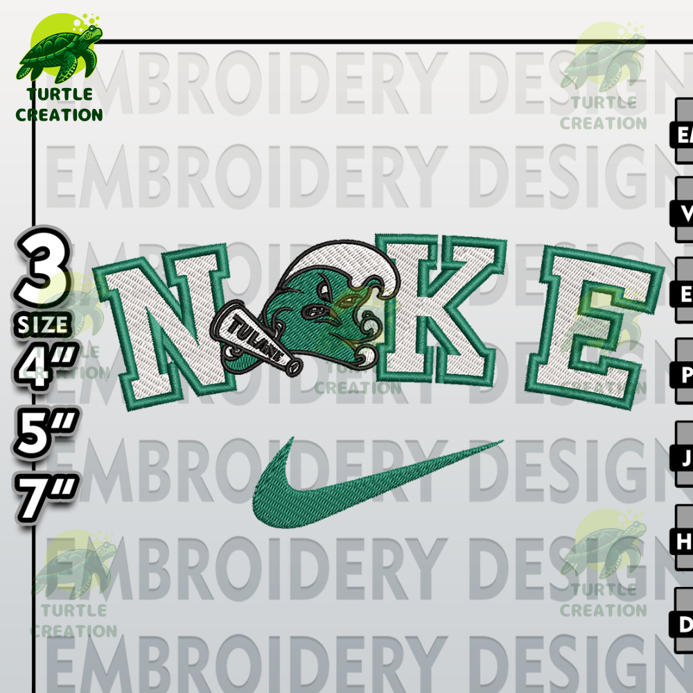 NCAA Embroidery Files, Nike Tulane Green Wave Embroidery Designs, Tulane Green Wave, Machine Embroidery Files.jpg
