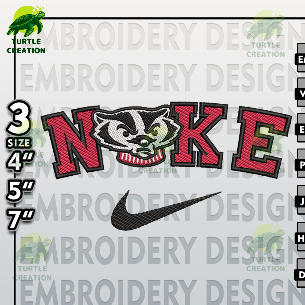 NCAA Embroidery Files, Nike Wisconsin Badgers  Embroidery Designs, Wisconsin Badgers, Machine Embroidery Files.jpg
