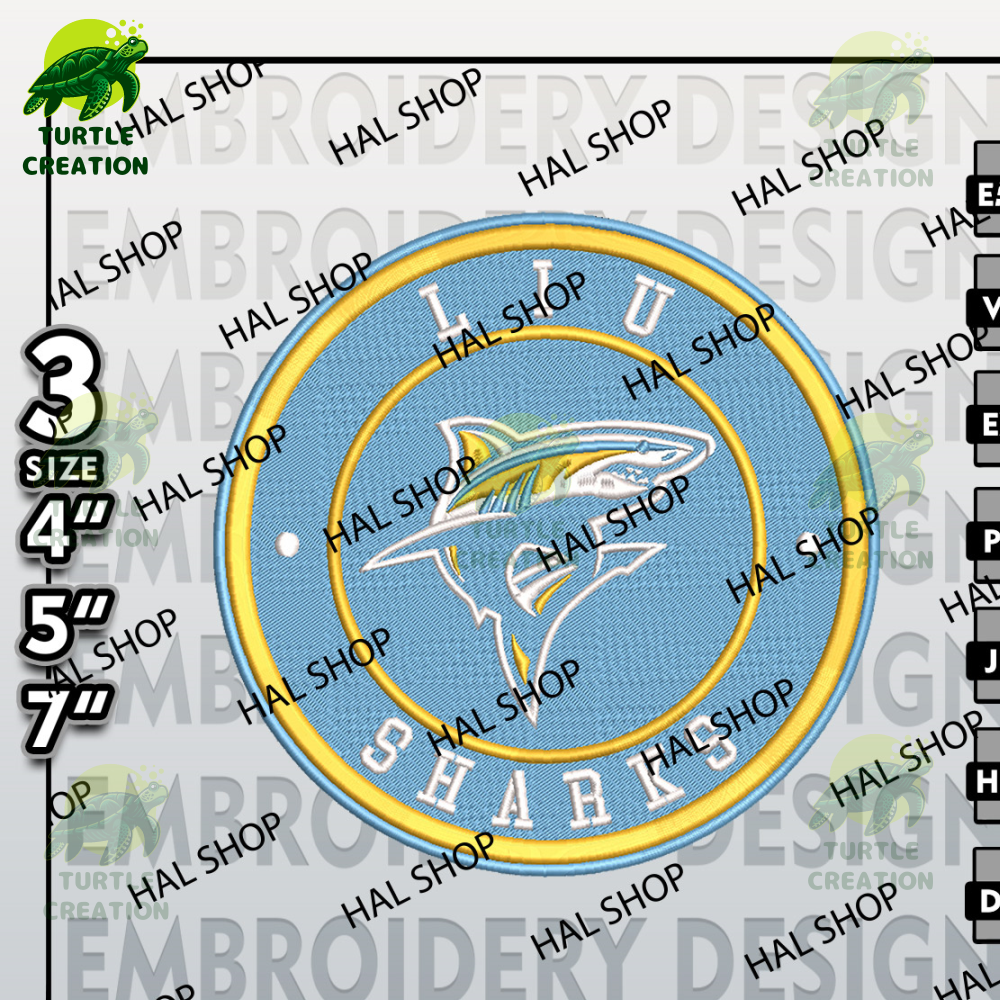 NCAA Long Island University Sharks Embroidery Designs, NCAA Logo Embroidery Files, University Machine Embroidery Designs.jpg