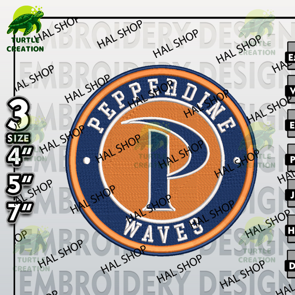 NCAA Pepperdine Waves Embroidery Designs, NCAA Logo Embroidery Files, Pepperdine Waves Machine Embroidery Design.jpg