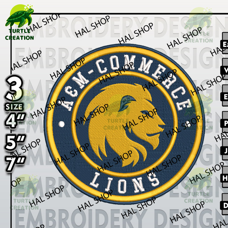 NCAA Texas A&M-Commerce Lions Embroidery Designs, NCAA Logo Embroidery Files, Commerce Lions Machine Embroidery Design.jpg