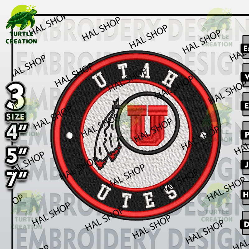 NCAA Utah Utes Embroidery Designs, NCAA Logo Embroidery Files, Utah Utes Machine Embroidery Design.jpg
