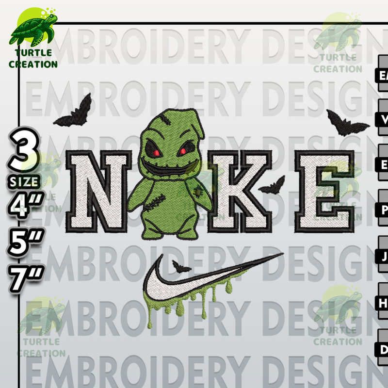 Nightmare Before Christmas, Halloween Embroidery Files, Machine Embroidery Design, Nike Oogie Boogie Embroidery Designs.jpg