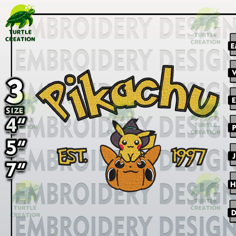Pokemon Machine Embroidery Files, Pikachu Pumpkin Est Halloween Embroidery files, Halloween Embroidery Designs.jpg