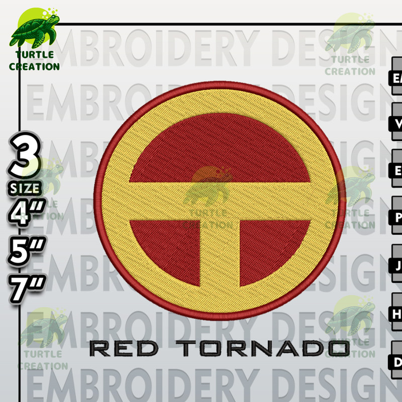 Red Tornado Movie Embroidery Designs, DC Comics Embroidery Files, Red Tornado, Machine Embroidery Pattern.jpg