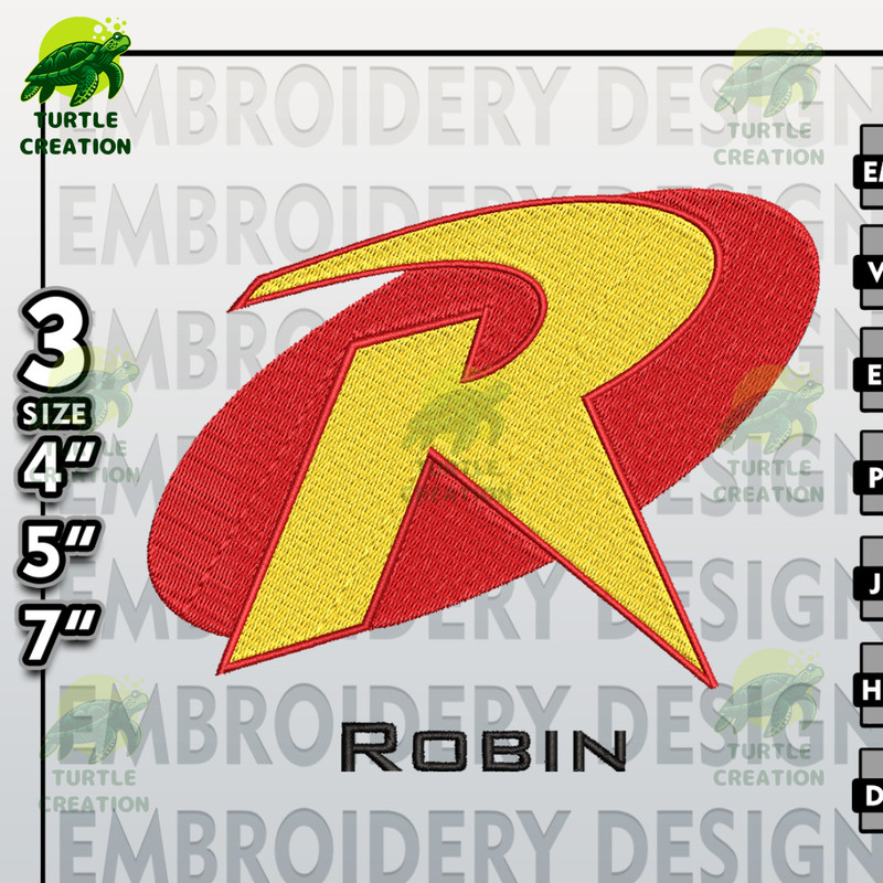 Robin Movie Embroidery Designs, DC Comics Embroidery Files, Robin, Machine Embroidery Pattern.jpg