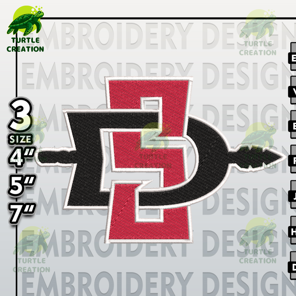 San Diego State Aztecs Embroidery Files, NCAA Logo Embroidery Designs, NCAA Aztecs, Machine Embroidery Designs 1.jpg