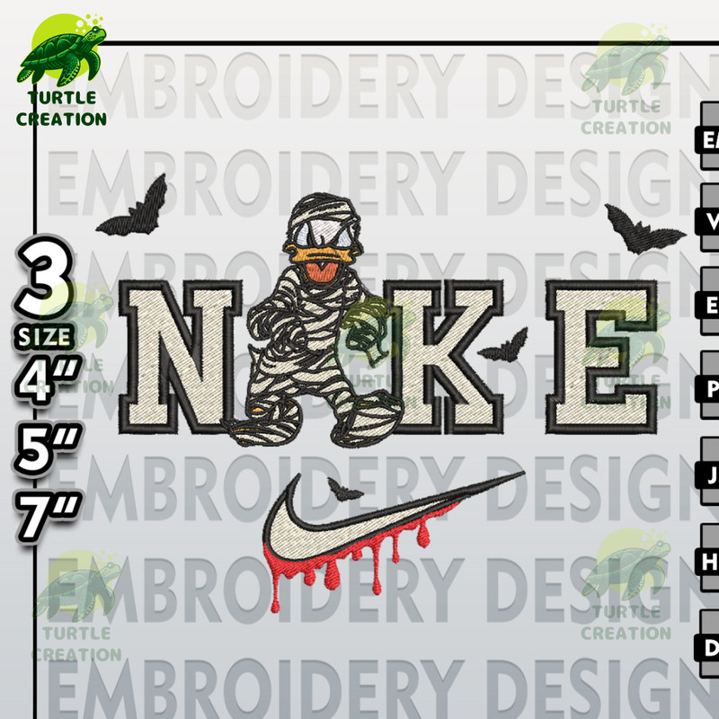 Scary Friends, Halloween Embroidery Files, Nike Mummy Donald Duck Embroidery Designs, Machine Embroidery Designs.jpg