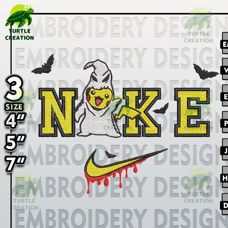 Scary Friends, Halloween Embroidery Files, Nike Pikachu In Oogie Boogie Embroidery Designs, Machine Embroidery Designs.jpg