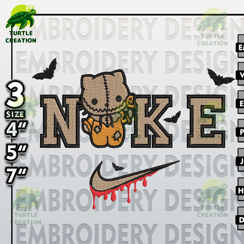 Scary Friends, Halloween Embroidery Files, Nike Sam Halloween Hello Kitty Embroidery Designs, Machine Embroidery Designs.jpg