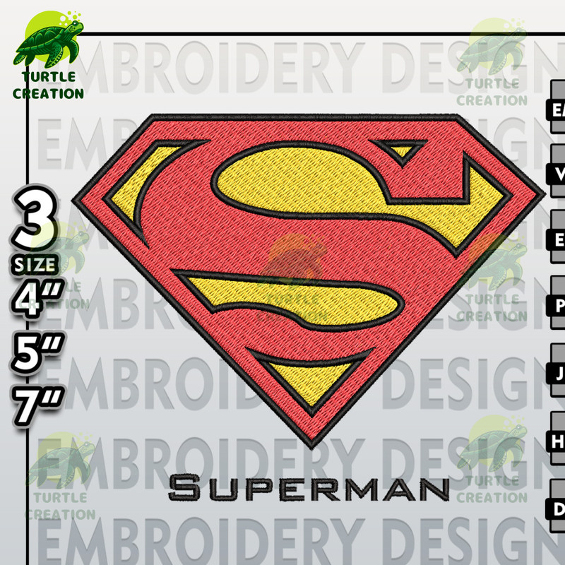 Superman Embroidery Files, DC Comics, Movie Inspired Embroidery Design, Machine Embroidery Design.jpg