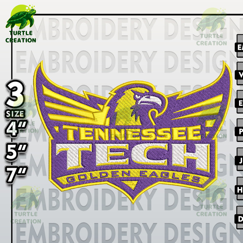 Tennessee Tech Golden Eagles Embroidery Designs, NCAA Logo Embroidery Files, NCAA Tennessee, Machine Embroidery Pattern.jpg