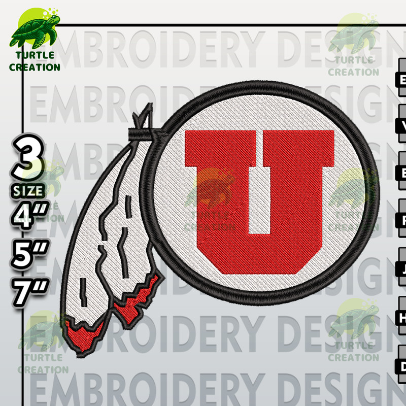 Utah Utes Embroidery Files, NCAA Logo Embroidery Designs, NCAA Utes, Machine Embroidery Designs.png