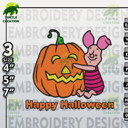 winnie pooh machine embroidery files, digital files, piglet pumpkin halloween embroidery files, halloween embroidery