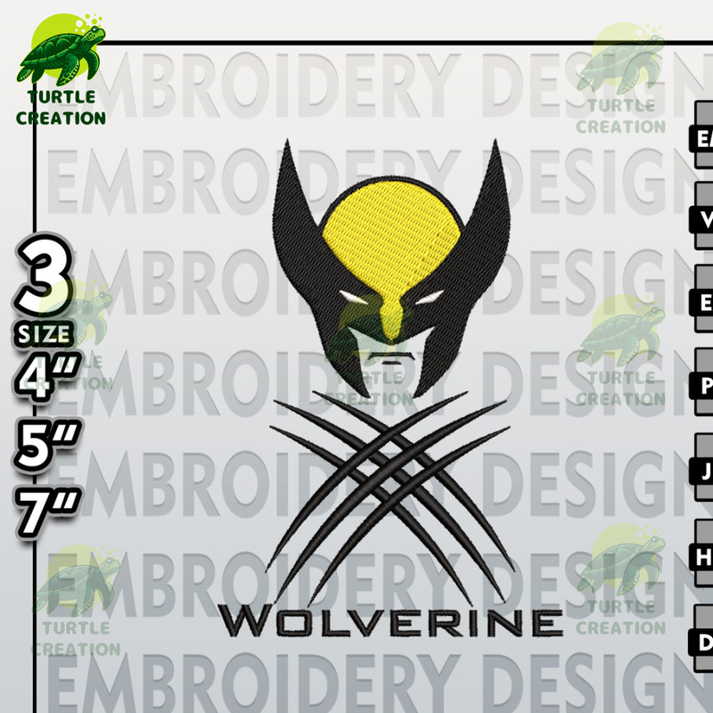 Wolverine Embroidery Designs, Marvel Comics  Embroidery Files,  Wolverine, Machine Embroidery Patt.jpg