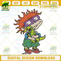 chuckie finster with reptar embroidery design, rugrats embroidery file.jpg