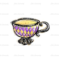 Alice Tea Party Purple Tea Cup Icon Sticker PNG