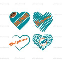 Miami Dolphins Heart Bundle Svg, Miami Dolphins Svg, Sport Svg, Nfl Svg, Dolphins Svg, Dolphins Logo Svg, Dolphins Heart