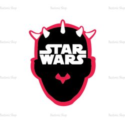 Black White Star Wars Logo Dracusor Darth Maul Head SVG