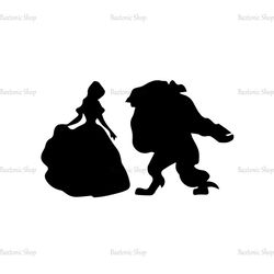 Pricness Belle and The Beast Disney Cartoon Silhouette SVG