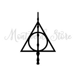 The Deathly Hallows & Magic Wand SVG Logo Silhouette