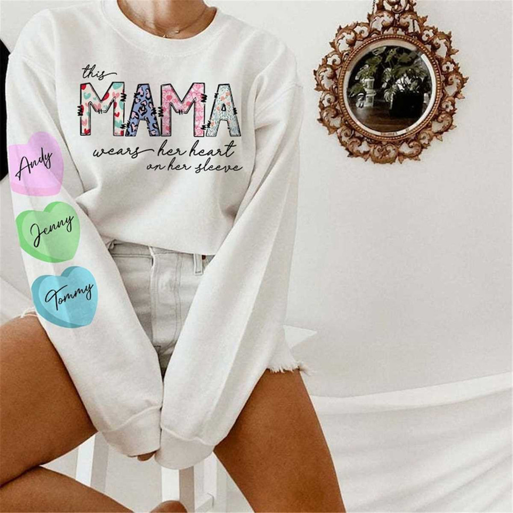 This Mama Wears Her Heart On Her Shirt, Valentines Shirt, Custom Name Mama Shirt, Mama Shirt, Children Hearts Shirt, Val.jpg