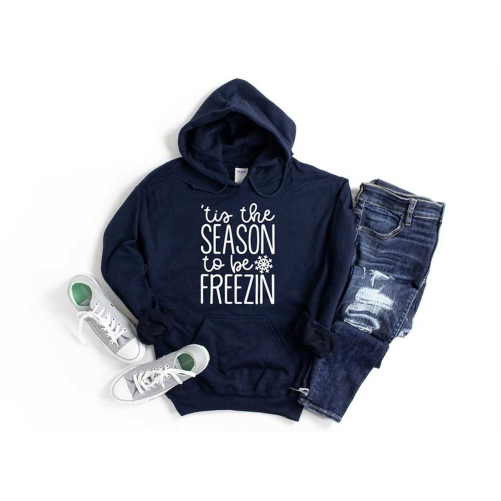 Tis the season to be freezin hoodie, Winter hoodie, Comfy Hoodie,  Womens Fall Hoodie, Seasonal shirt, Winter Season Shi.jpg