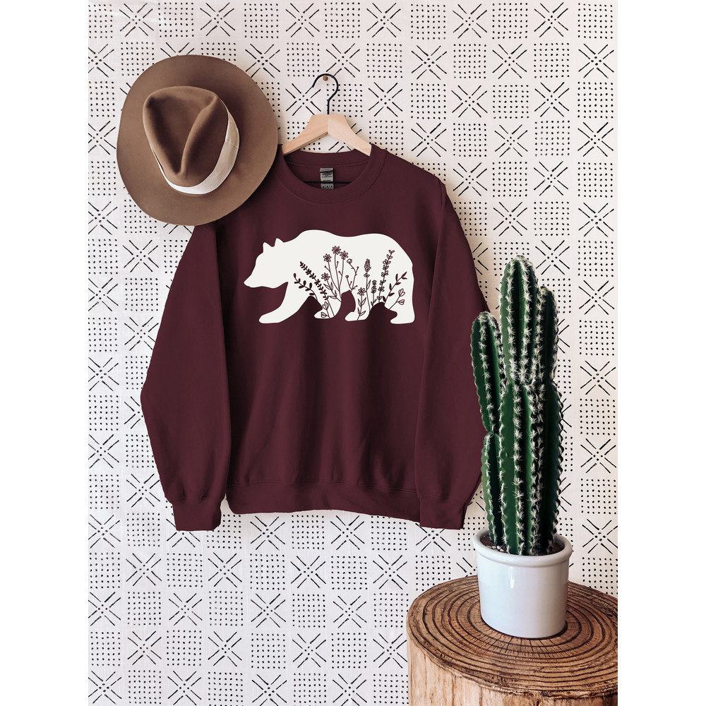 Bear Wildflowers Sweatshirt, Mother's Day Sweatshirt, Cute and Simple Sweatshirt, Mom Life Sweatshirt, New Mom Gift, Gift For Women.jpg