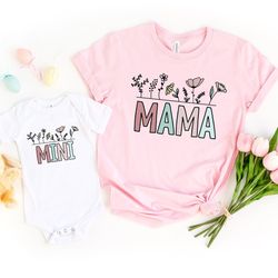 floral mama mini shirt, mothers day gift, new mom shirt, mommy me outfit, mama and mini, raising wildflowers
