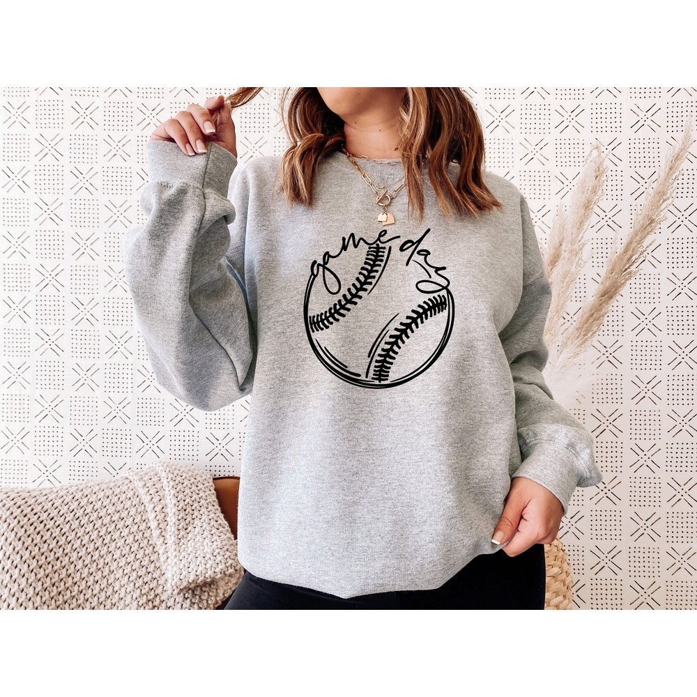 Game Day Baseball Sweatshirt, Baseball Shirt For Women, Baseball Mom Sweatshirt, Game Day Softball Sweat.jpg