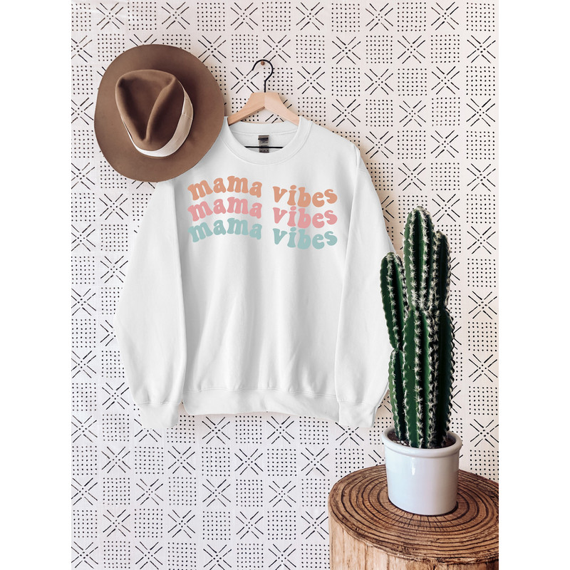 Mama Vibes Sweatshirt, Mother's Day Sweatshirt, Colorful and Cute Sweatshirt, Mom Life Sweatshirt, New Mom Gift, Mother's Day Gift.jpg